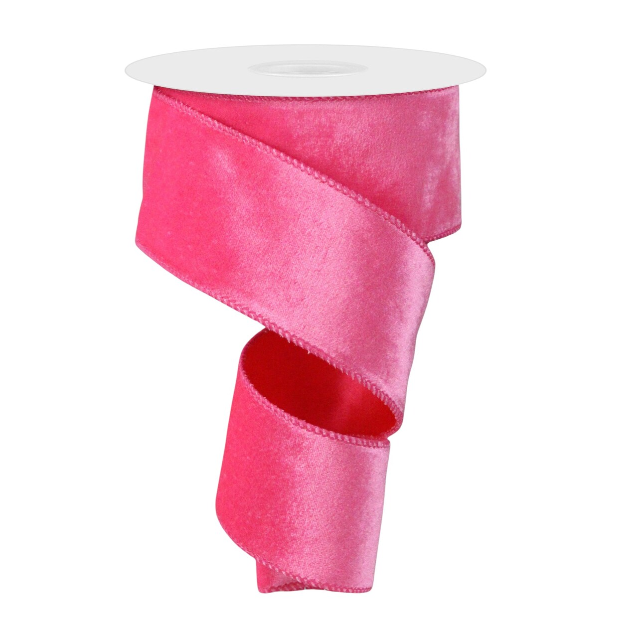 RG Ribbon: Hot Pink Deluxe Velvet and Satin Wired Ribbon for Bows, Wreaths, Crafts, and Decorations